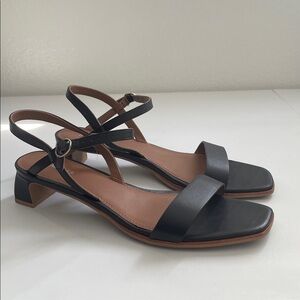 JO MERCER Black Leather 1.5" Heels Sandals Size 41 US 10